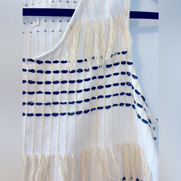 Madewell Lou & Grey Wanderer Cropped Tank in cream threaded detail * fringe - XS - Picture 7 of 7